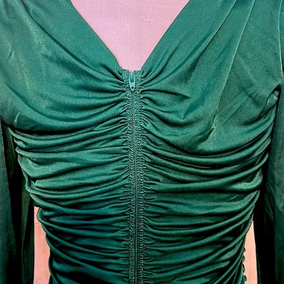 EC Vintage Filigree Heavily Rucked 80s Cocktail Dress Retro Mobwife Elegant Y2K - Picture 7 of 8